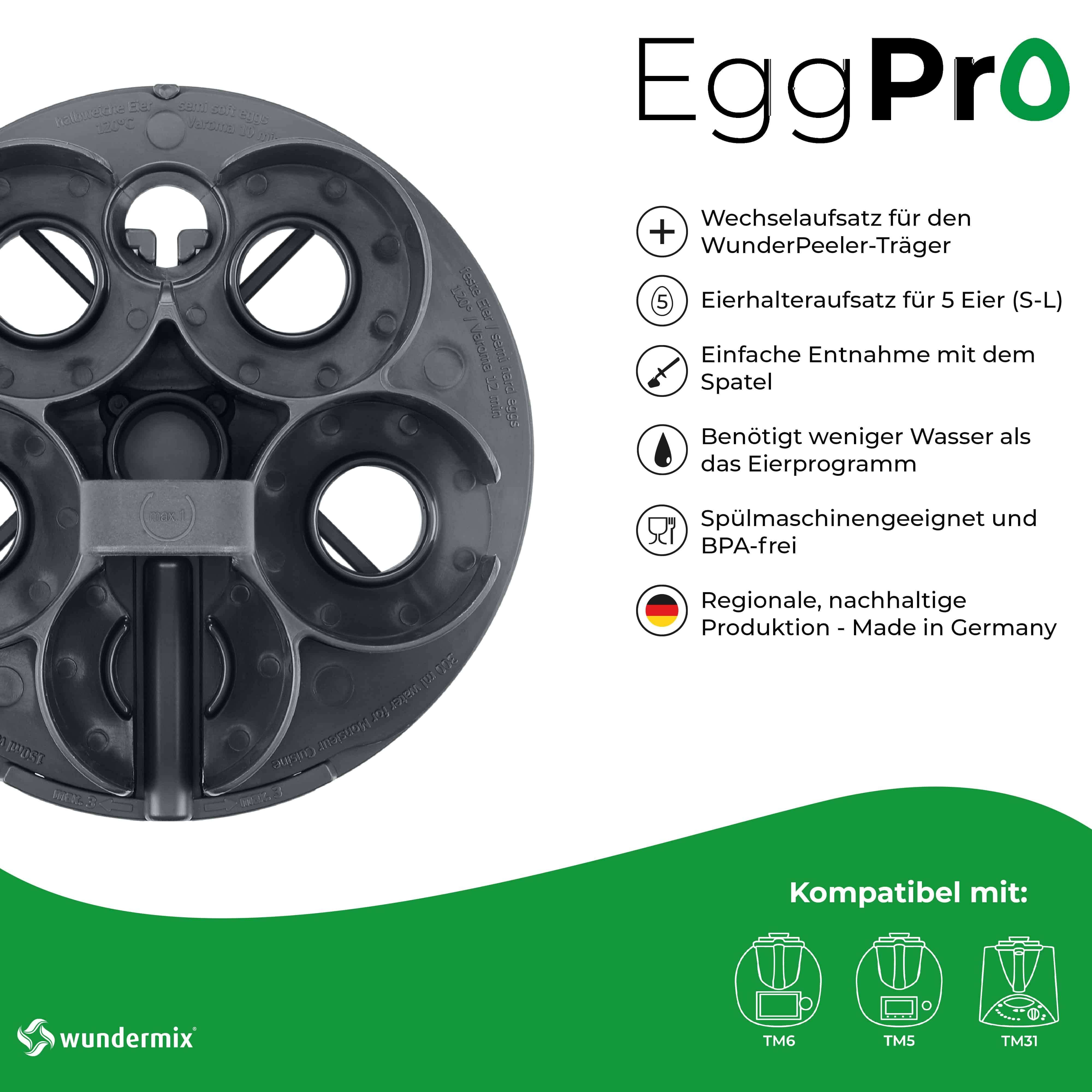 EggPro | Eierhalter-Aufsatz inkl. Träger für Thermomix TM6, TM5, TM31 - Wundermix GmbH