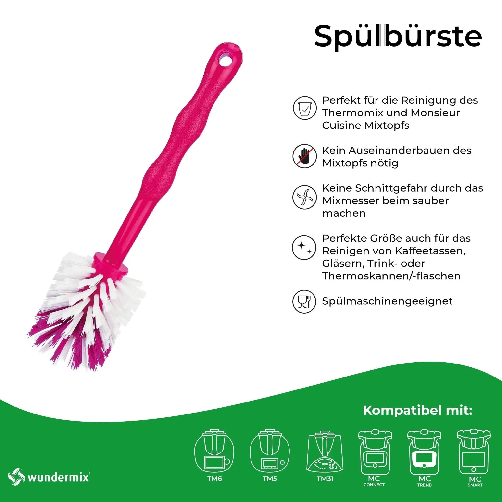 Mixtopf-Spülbürsten-Set (5er-Pack - je Farbe 1 Stk. - zum Sparpreis) | Thermomix & Monsieur Cuisine - Wundermix GmbH