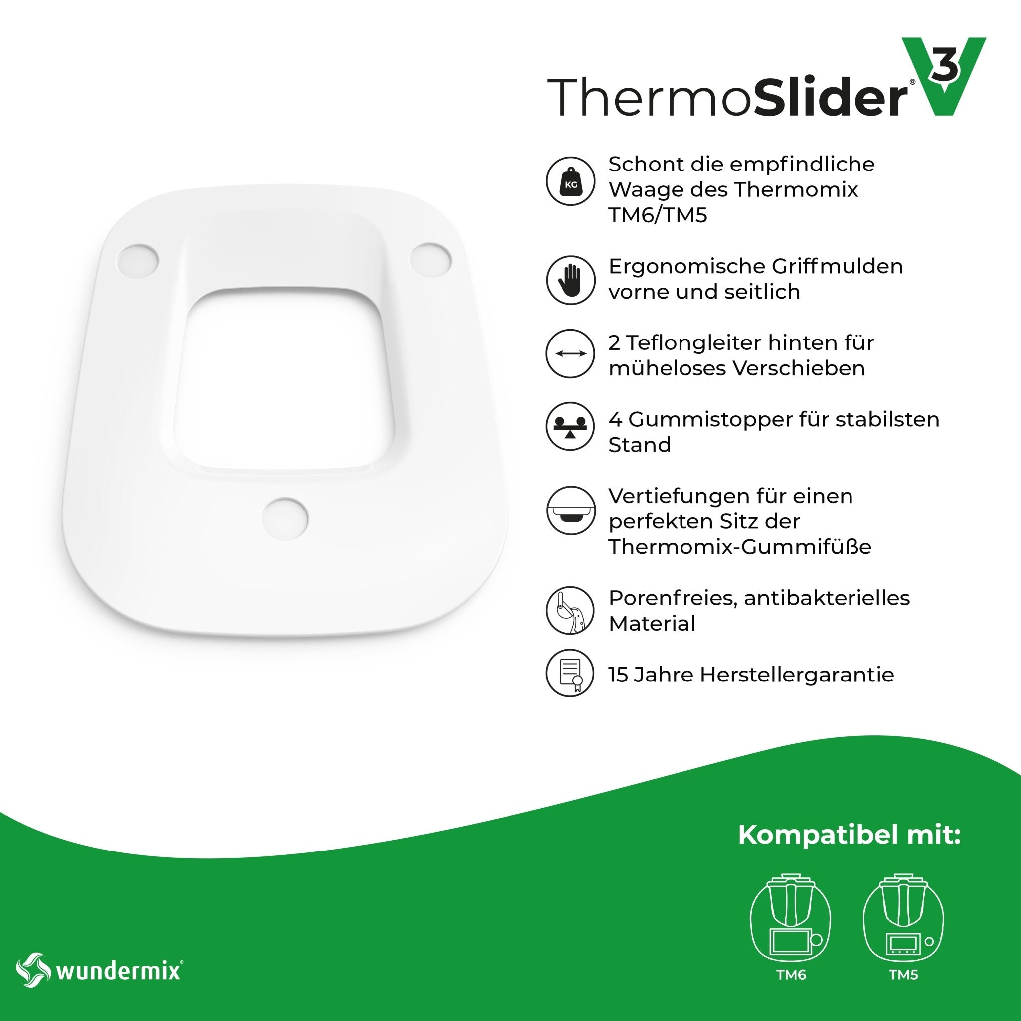 ThermoSlider® M | V3 | Alpine White | Premium-Gleitbrett für Thermomix TM6, TM5 - Wundermix GmbH