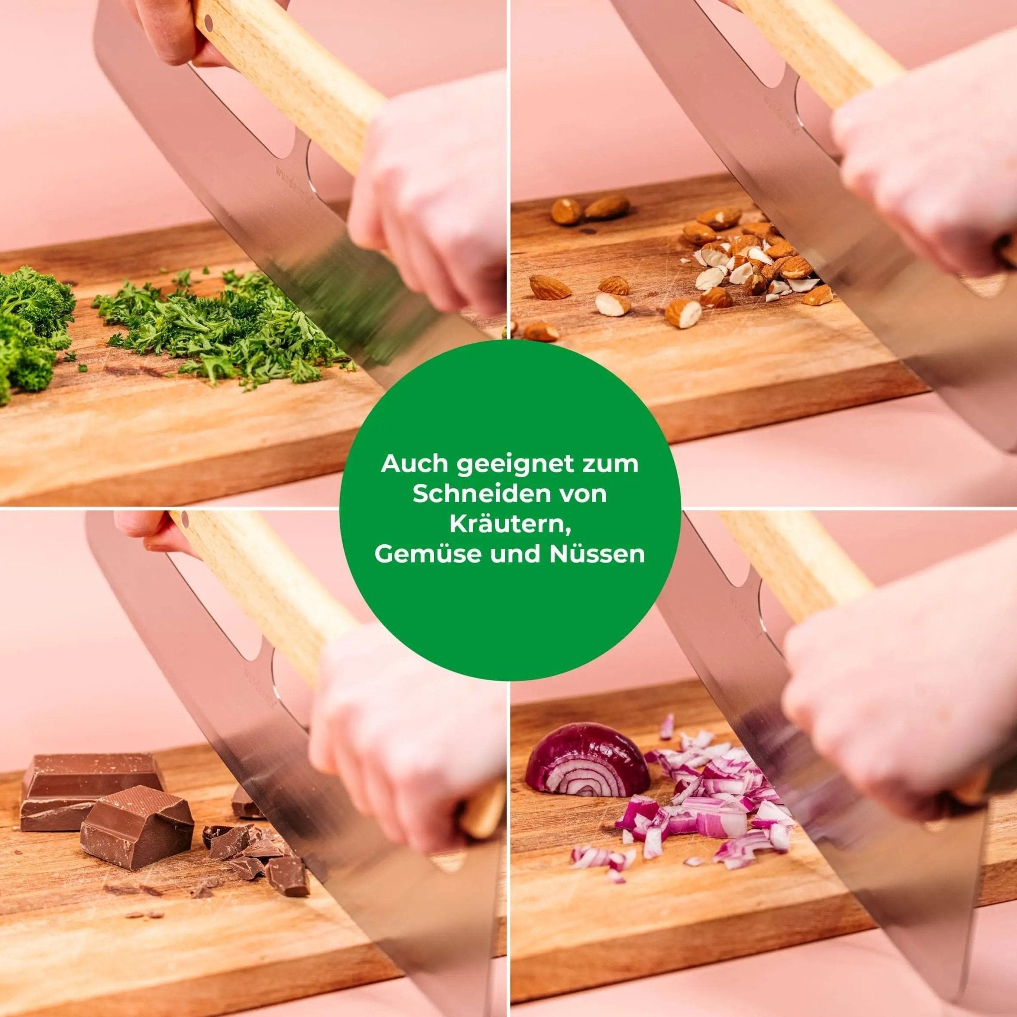 Pizza - Wiegemesser mit Bambus - Holzgriff - Wundermix GmbH