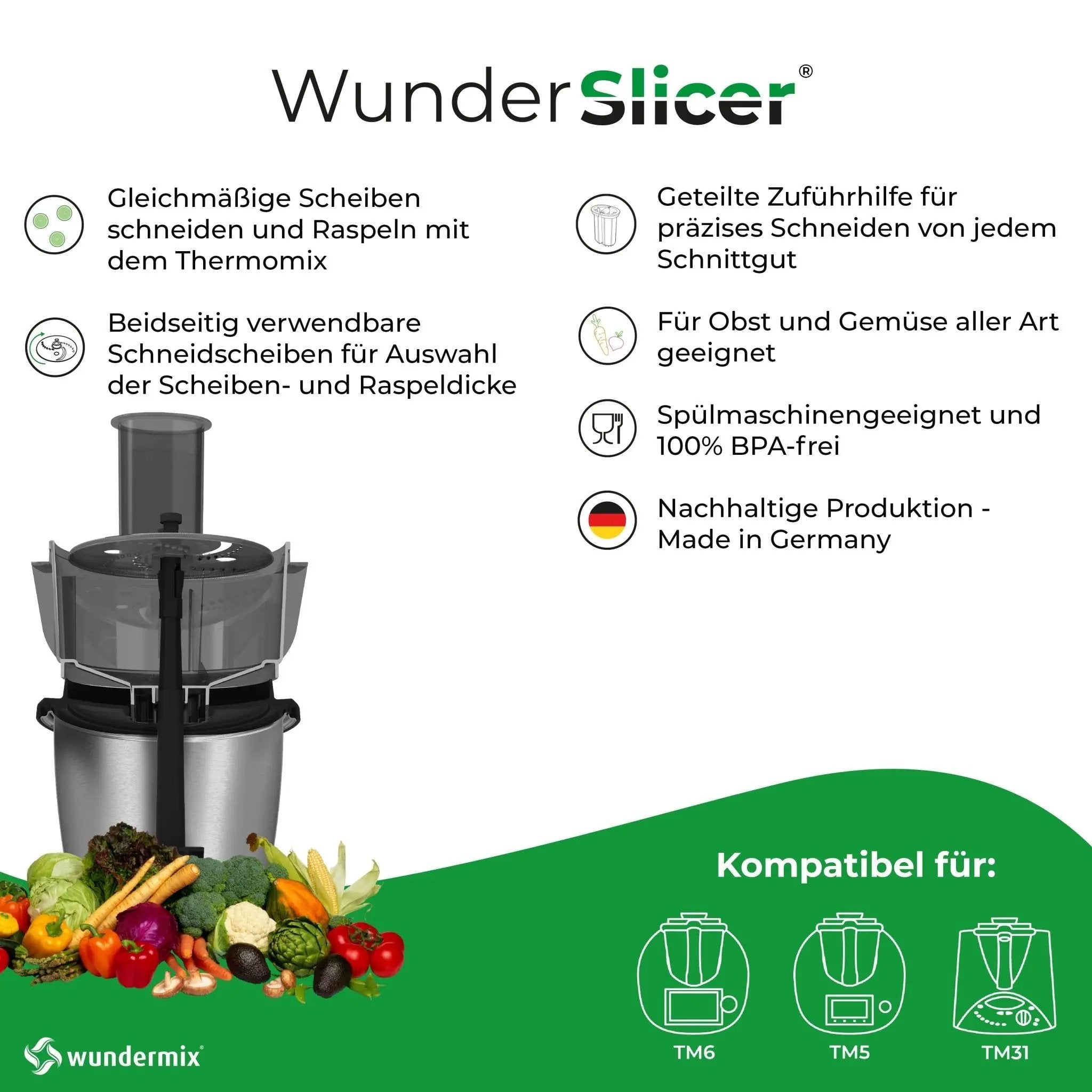 WunderSlicer®  Vegetable slicer for Thermomix TM6, TM5, TM31