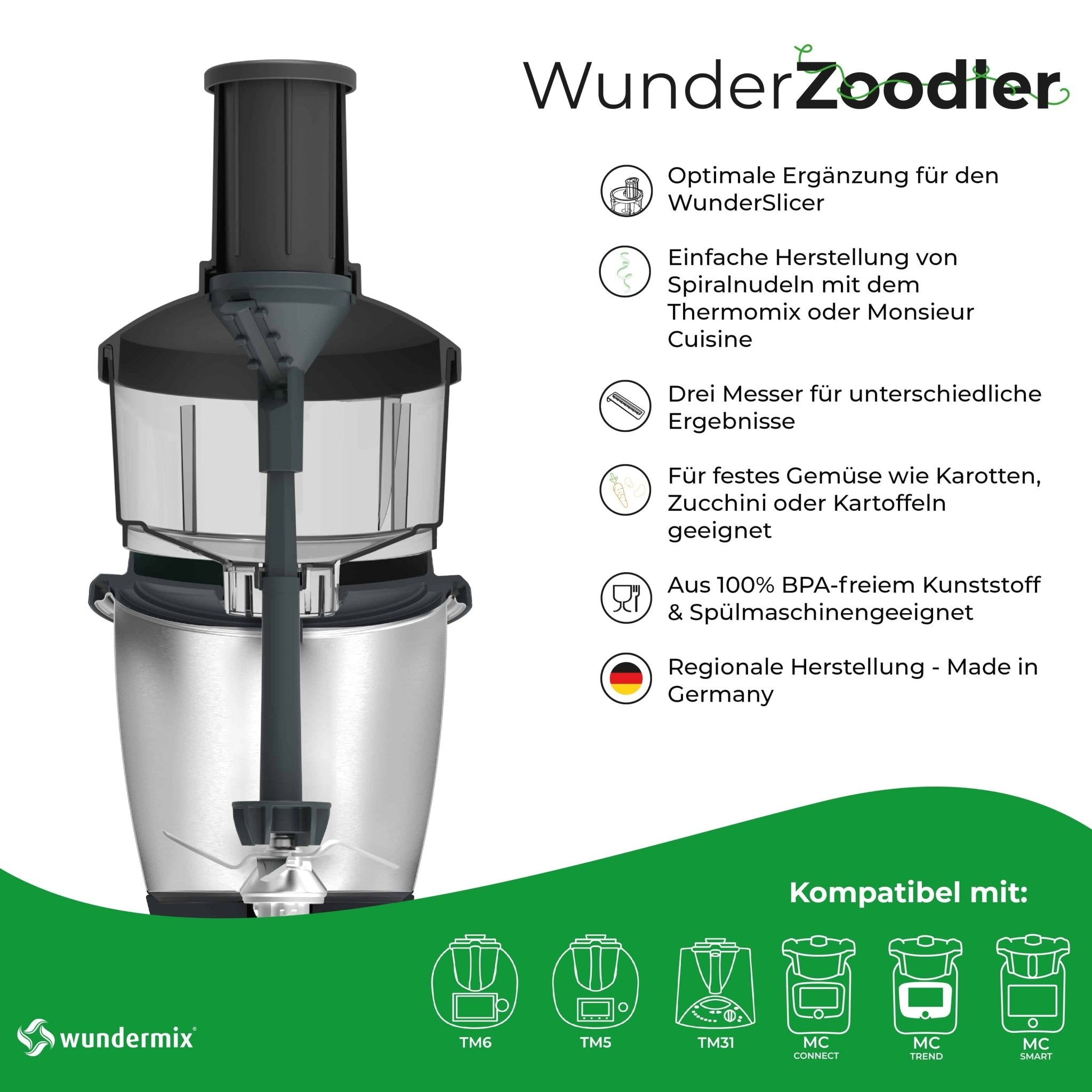 WunderZoodler® | Spiralschneider-Erweiterung für WunderSlicer - Wundermix GmbH
