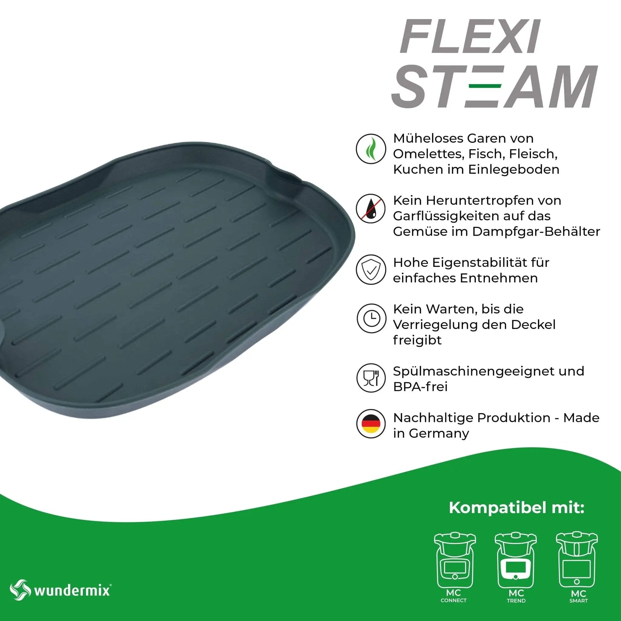 FlexiSteam® | Silikon-Auflaufform für Dampfgaraufsatz von Monsieur Cuisine Connect, Trend, Smart, Ed - Wundermix GmbH