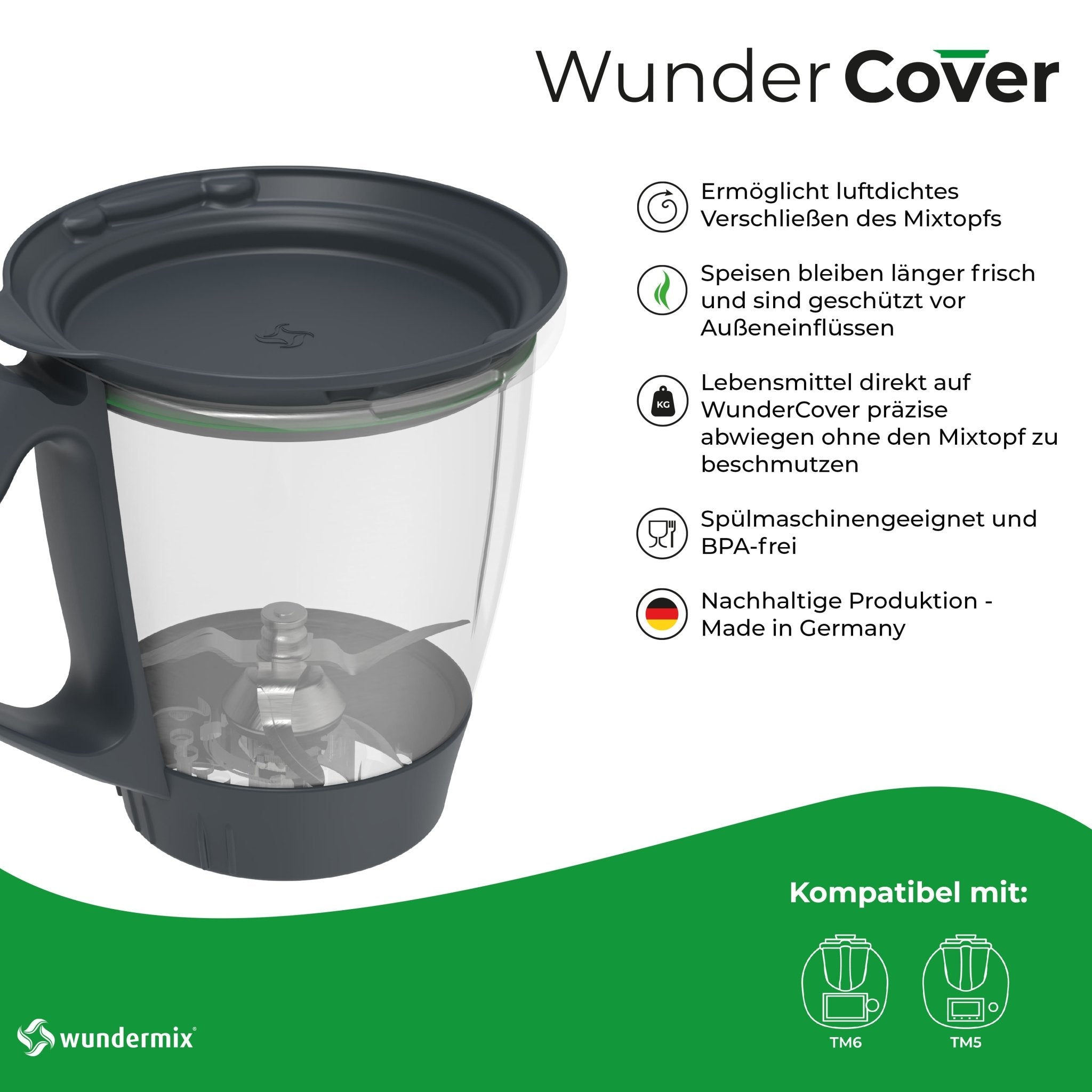 WunderCover® | Frischhalte-Deckel mit Wiegefunktion für Thermomix TM6, TM5 - Wundermix GmbH