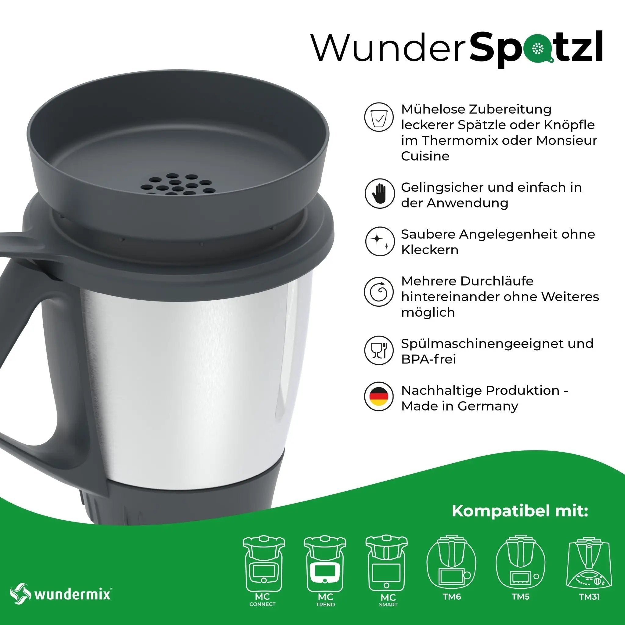 WunderSpatzl® | Spätzlereibe für Thermomix & Monsieur Cuisine - Wundermix GmbH
