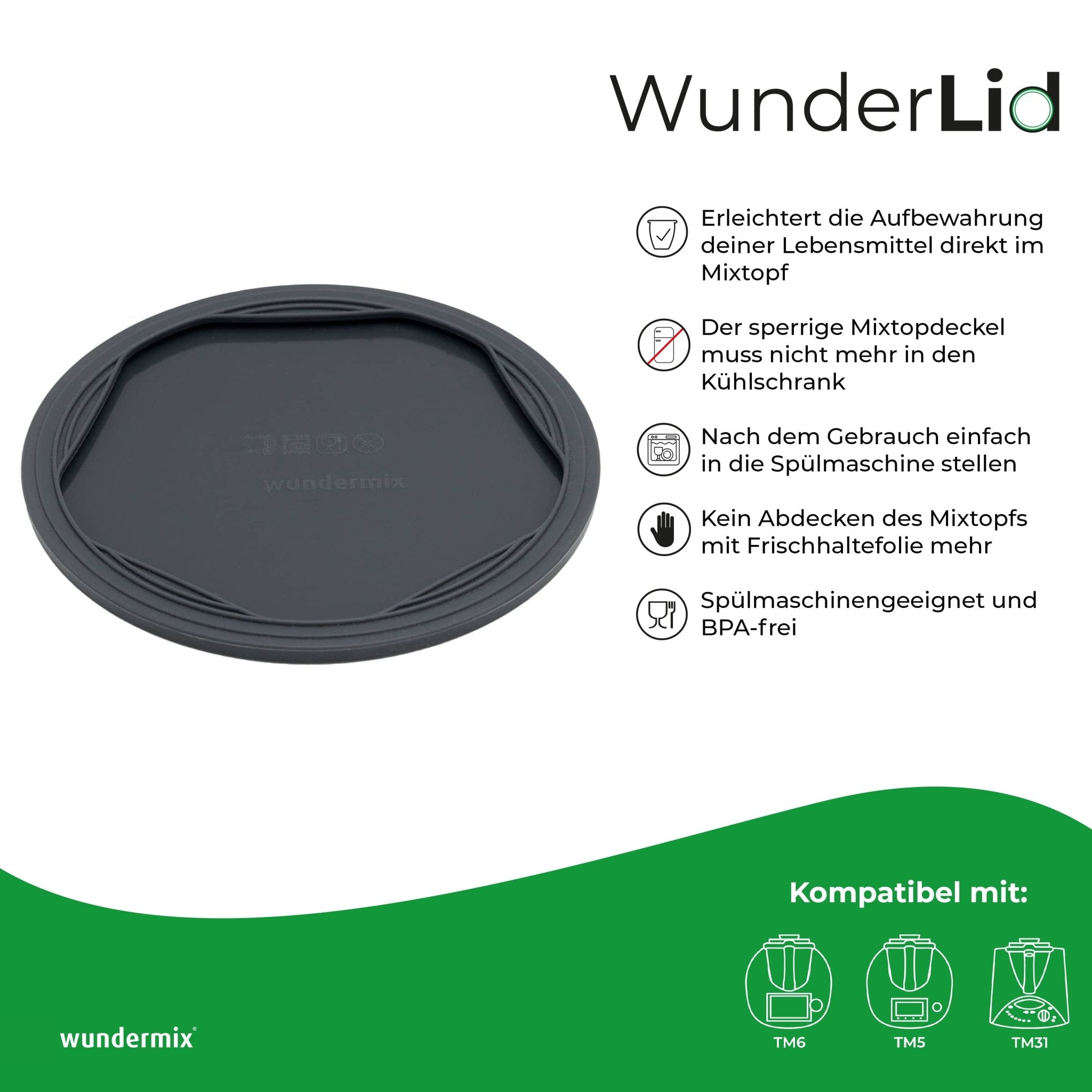 WunderLid | Silikondeckel für Thermomix-Mixtopf TM6, TM5, TM31 - Wundermix GmbH